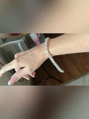 Gold Tennis Bracelet with Clear Stones